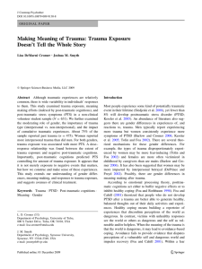 Making Meaning of Trauma: Trauma Exposure Doesn’t Tell the Whole Story