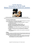 Human Services Counseling and Mental Health Multiple Choice Science Assessment Questions