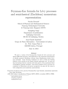 Feynman-Kac formula for L´evy processes and semiclassical (Euclidean) momentum representation