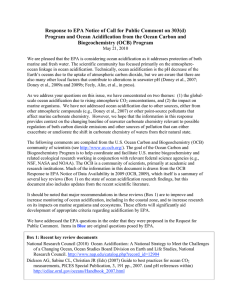 Response to EPA Notice of Call for Public Comment on 303(d) Program and Ocean Acidification from the Ocean Carbon and