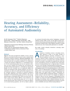 Hearing Assessment—Reliability, Accuracy, and Efficiency of Automated Audiometry