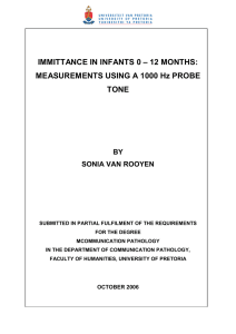IMMITTANCE IN INFANTS 0 – 12 MONTHS: TONE