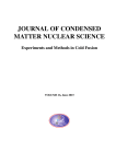 JOURNAL OF CONDENSED MATTER NUCLEAR SCIENCE Experiments and Methods in Cold Fusion