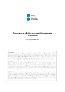 Assessment of allergen specific response in humans Luis Diego Archila Diaz