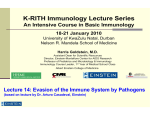 Lecture 14: Evasion of the Immune System by Pathogens