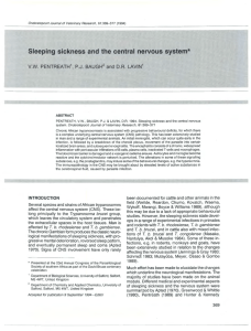 Sleeping sickness and the central  nervous system* V.W. PENTREATH P.J.  BAUGH