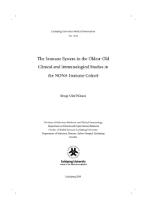 t The Immune System in the Oldest-Old Clinical and Immunological Studies in