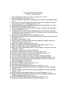 Study Questions for Peters Chapter 1 Phaedrus