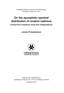 On the asymptotic spectral distribution of random matrices Jolanta Pielaszkiewicz