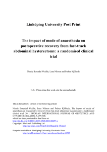 Linköping University Post Print The impact of mode of anaesthesia on