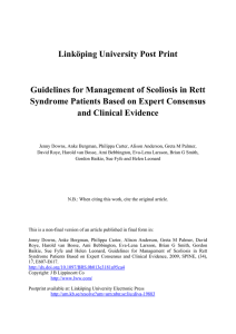 Linköping University Post Print Guidelines for Management of Scoliosis in Rett
