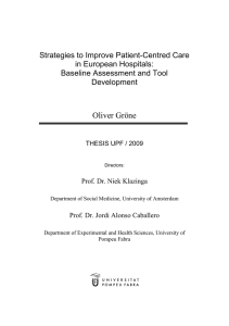 Strategies to Improve Patient-Centred Care in European Hospitals: Baseline Assessment and Tool