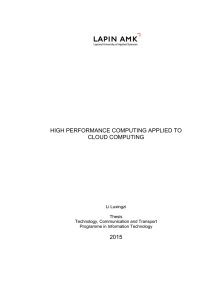 HIGH PERFORMANCE COMPUTING APPLIED TO CLOUD COMPUTING 2015