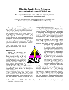 SCI and the Scalable Cluster Architecture Latency-hiding Environment (SCALE) Project