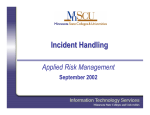 Incident Handling Applied Risk Management September 2002
