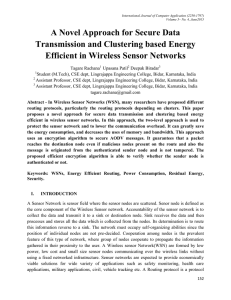 A Novel Approach for Secure Data Transmission and Clustering based Energy