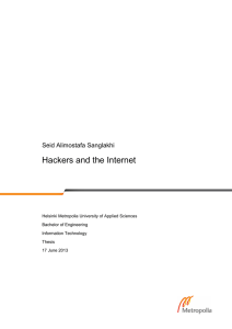 Hackers and the Internet Seid Alimostafa Sanglakhi