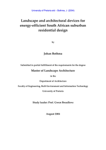 Landscape and architectural devices for  energy‐efficient South African suburban  residential design   