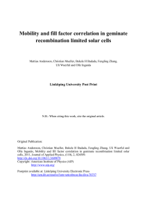 Mobility and fill factor correlation in geminate recombination limited solar cells