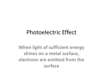 Photoelectric Effect When light of sufficient energy shines on a metal surface,