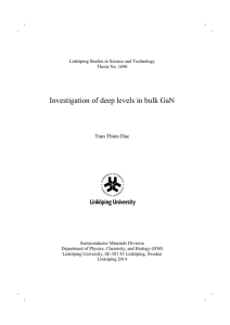 Investigation of deep levels in bulk GaN  Tran Thien Duc