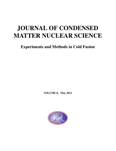 JOURNAL OF CONDENSED MATTER NUCLEAR SCIENCE Experiments and Methods in Cold Fusion
