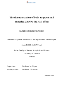 The characterization of bulk as-grown and  GÜNTHER HORST KASSIER