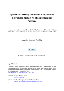 Hyperﬁne Splitting and Room-Temperature Ferromagnetism of Ni at Multimegabar Pressure