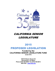 2015 Proposed Legislation - California Senior Legislature