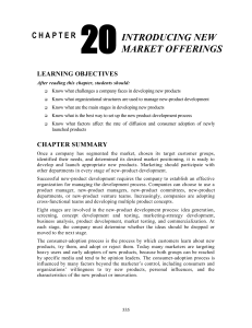 Chapter 20: Introducing New Market Offerings LEARNING