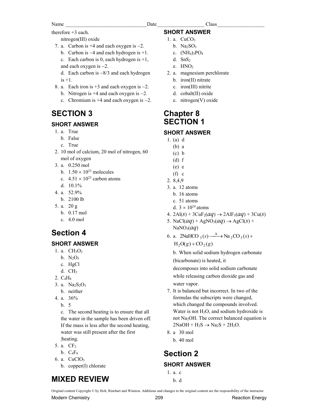 Bestseller: Chemistry Chapter 10 Section 3 Review Answers