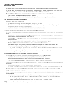 Chapter 36 – Transport in Vascular Plants