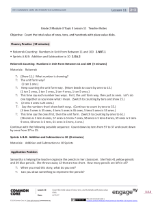 Grade 2 Module 3 Topic E Lesson 11 Teacher Notes Objective
