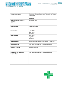 Medicines Reconciliation on Admission of Adults to Hospital