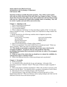 Study Guide for the Mid-Term Exam