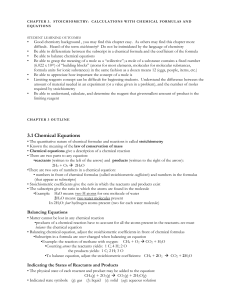 Chapter 3. Stoichiometry: Calculations with Chemical Formulas and