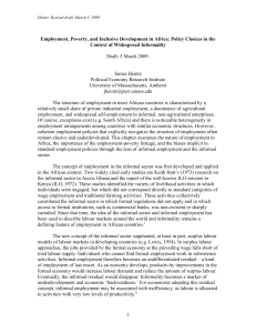 Outline – paper for Vishnu - Political Economy Research Institute