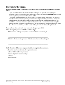 Phylum Arthropoda Read the passage below, which covers topics