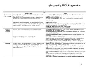Geography - Progression of Skills from Year 1
