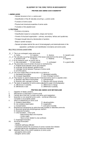 BLUEPRINT OF THE CORE TOPICS IN BIOCHEMISTRY