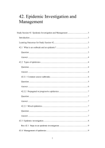 Study Session 42 Epidemic Investigation and Management
