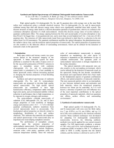 Synthesis and Optical Spectroscopy of Cadmium Chalcognide