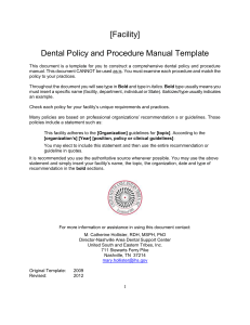 Dental Policy and Procedure Manual