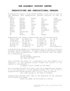 Prepositions and Prepositional Phrases