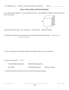 2009 IM 1 Sem2 Review