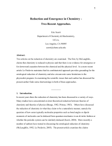 Reduction and Emergence in Chemistry - Philsci