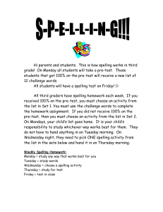 Spelling Activities - Thursday Morning Due Date