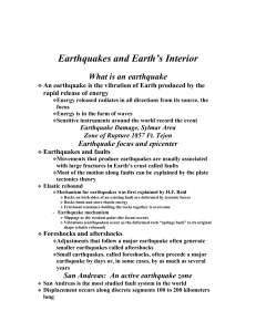 Notes For Chapter 5 - Earthquakes and the