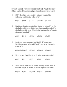 STUDY GUIDE FOR MATH SECTION OF PSAT / NMSQT