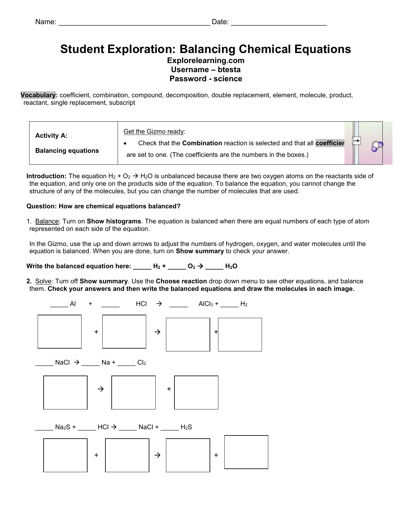 Bestseller: Balancing Chemical Equations Gizmo Answers Pdf